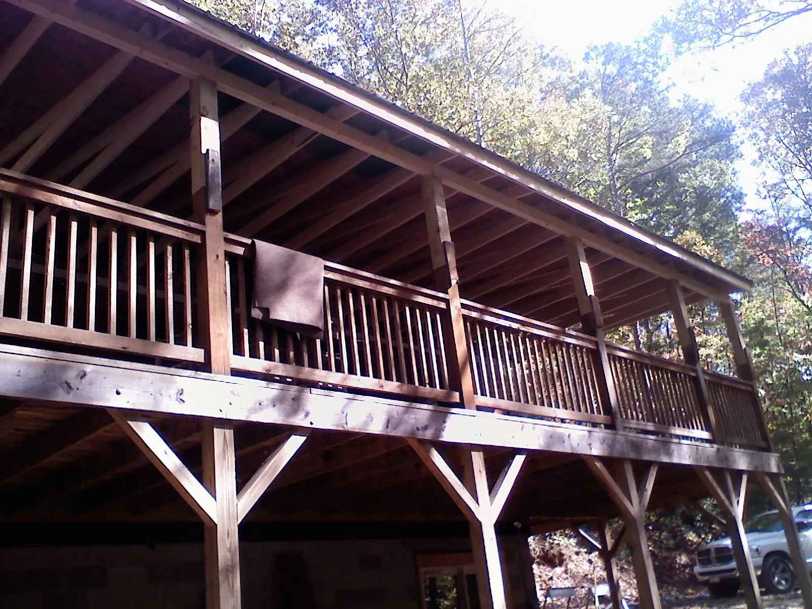 Timber framing under a new elevated porch and deck — Roof Leak Repair in Long Pine by Roofing Brothers